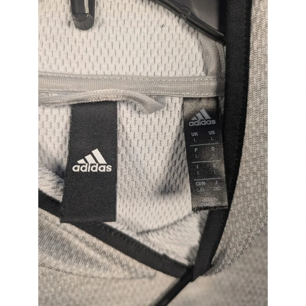 Adidas Hoodie Mens Large Gray ClimaWarm Pullover Graphic Sweatshirt Excellent